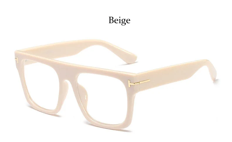 Очки негабаритных женских очков, квадратные компьютерные большие очки, Мужская винтажная черная оправа для очков - Цвет оправы: Beige