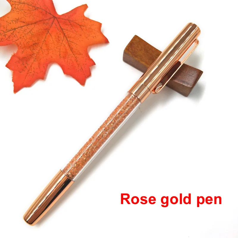 Yushun 6 цветов, свободный выбор, алмазная металлическая шариковая ручка, Кристальные шариковые ручки для детей, Подарочная коробка, канцелярские принадлежности для офиса и школы - Цвет: Only Rose gold pen