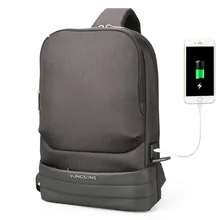 Для мужчин груди мешок USB зарядки Sling Bag Повседневное холст Anti Theft Crossbody сумки Высокое качество сумки на ремне грудь пакеты водонепроницаемый