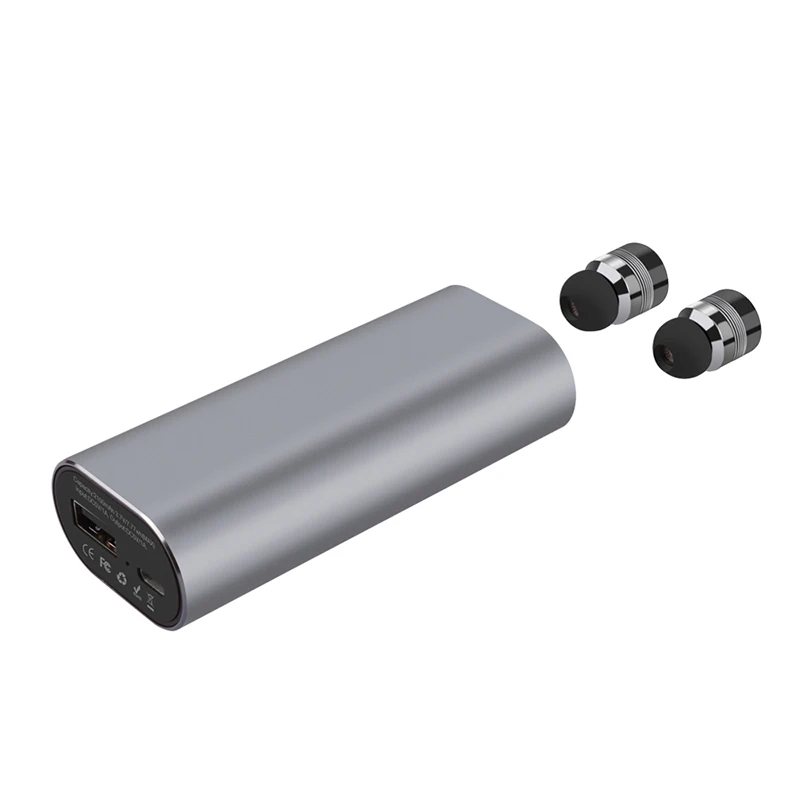 

Newest TWS Mini Bluetooth Wireless Earphone Stereo Sound Headset built-in Mic Recharge Earbuds with 2100mAh Portable Power Bank