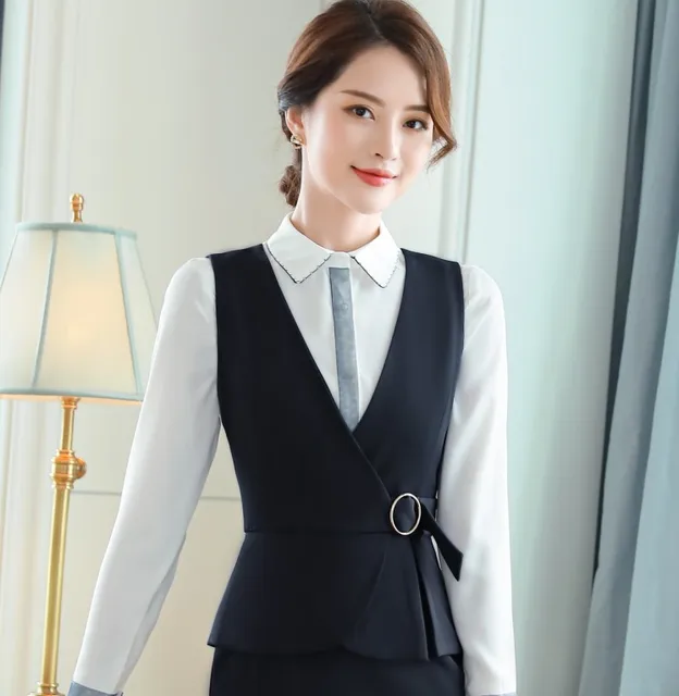 Spring professional vest women OL fashion formal V neck slim vest coat office ladies Business