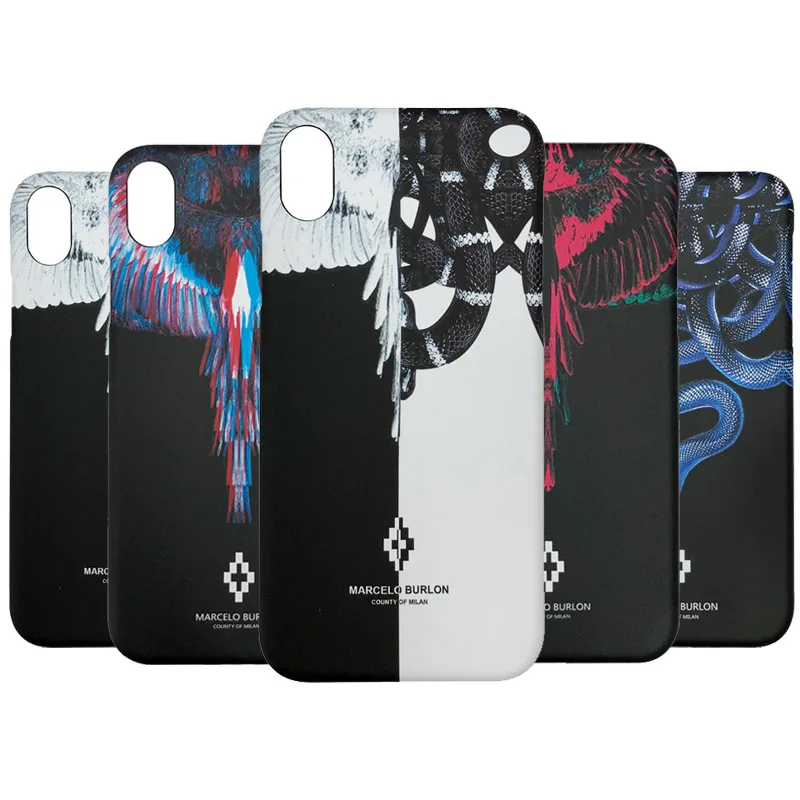 Phone for 7 8 Plus X XS Tiger Snake Marcelo Burlon Case PC Hard Cover Marcelo Case For iPhone 6 6S Plus - buy at the price of