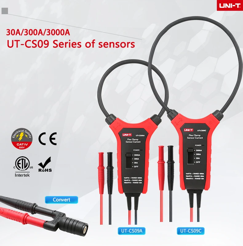 UNI-T UT-CS09A гибкий зажим датчик высокий ток гибкий ток датчик осциллограф зонд ток зонд продукт