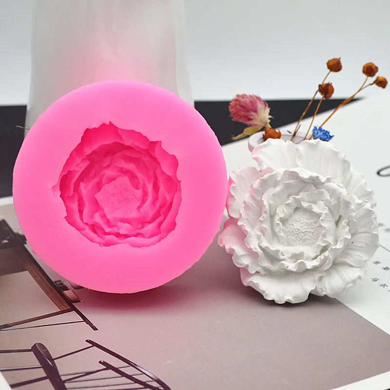 

3D Peony Flower Series Silicone Mold Handmade Flower Candle Mould DIY Soap Mold Aroma Plaster Car Pendant Molds for Plaster