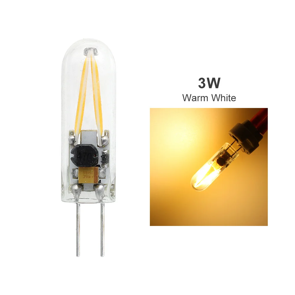 3 Вт 6 Вт мини G4 светодиодный светильник с нитью накаливания, стеклянный светильник, лампа AC DC 12 В, домашнее освещение точечная лампа, люстра, лампы - Испускаемый цвет: 3W Warm White