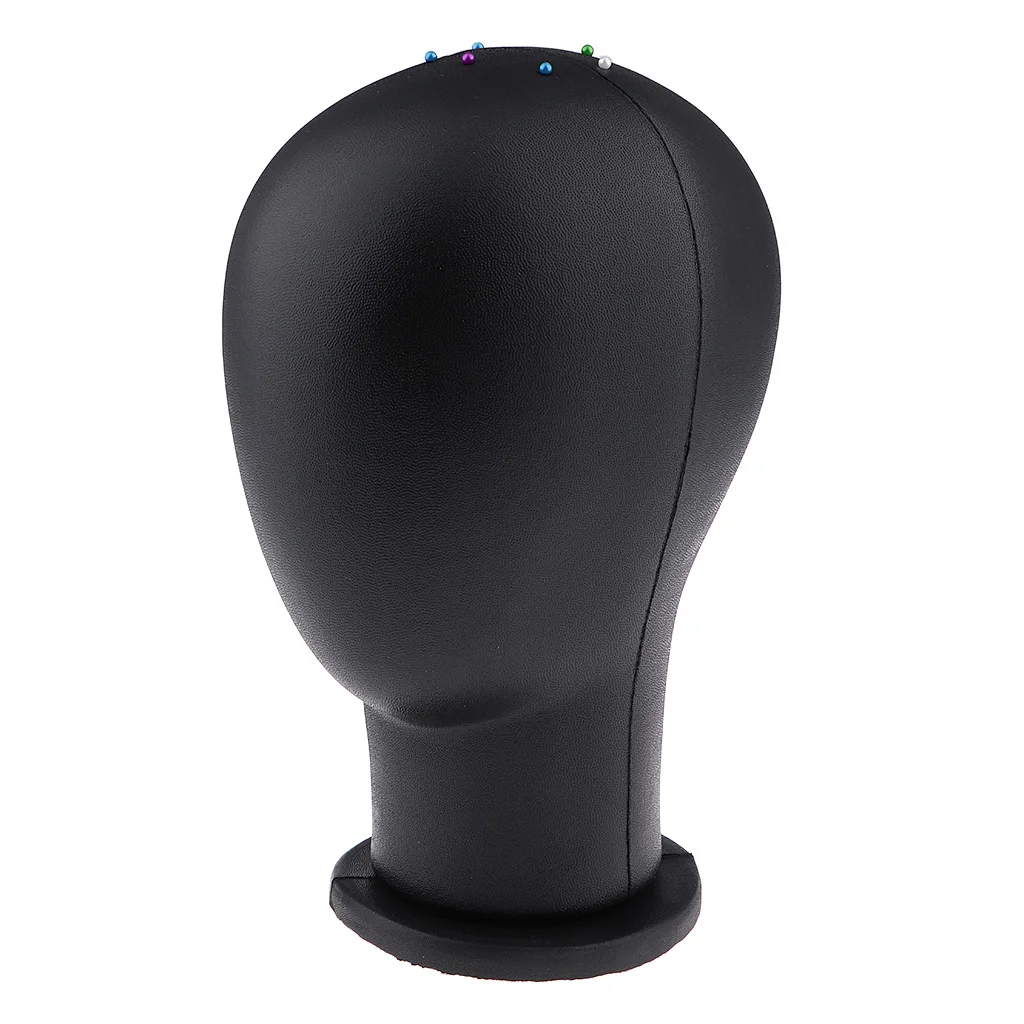 

Black PU Wigs Making Mannequin Head Stand For Pins Hat Display with Mount Hole Adjustable Height and Detachable