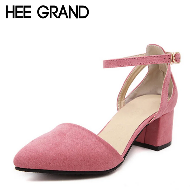

HEE GRAND Summer Women Sandals OL Style Platform Square Low Heels PU Ankle Strap Pumps Shoes Woman Spring Size 35-39 XWZ2093