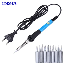 Электрический паяльник с регулируемой температурой 220 в 60 Вт soldeerbaut Fer a Souder паяльник Сварочные инструменты с паяльными наконечниками