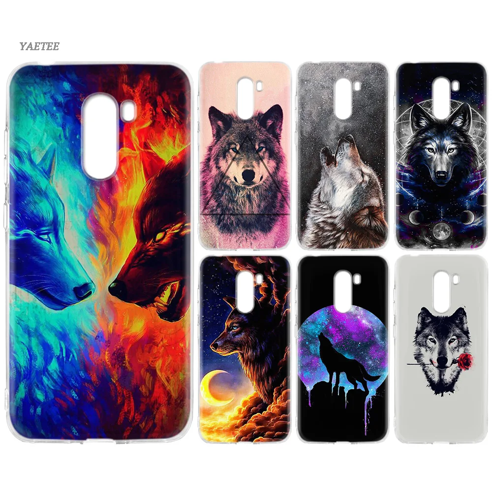 

Print Silicone Back Case For Xiaomi Pocophone F1 Mi 8 lite Play Redmi 5 Plus Note 7 6 Pro 5A 4 4X Cover Classic Wolf
