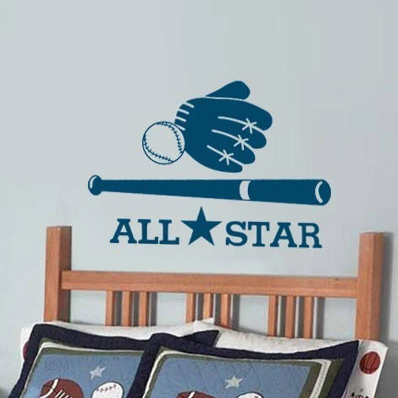 Спортивные наклейки на стену All Star Бейсбол для детской комнаты игровой