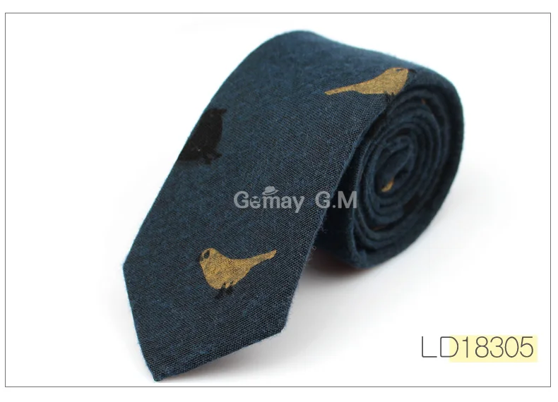 LD18305 Fashion Ties for Men Cotton Narrow Tie Skinny Cravat Neckties for Winter Men Party Skinny Tie Casual Printed Neck Ties Neckwear - Цвет: LD18305