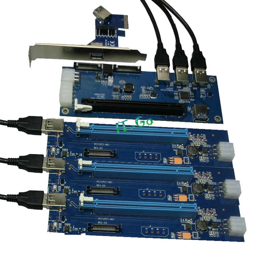 Neue pcie 1 um 4 pci express 1x slots riser card mini itx externe 4 pci