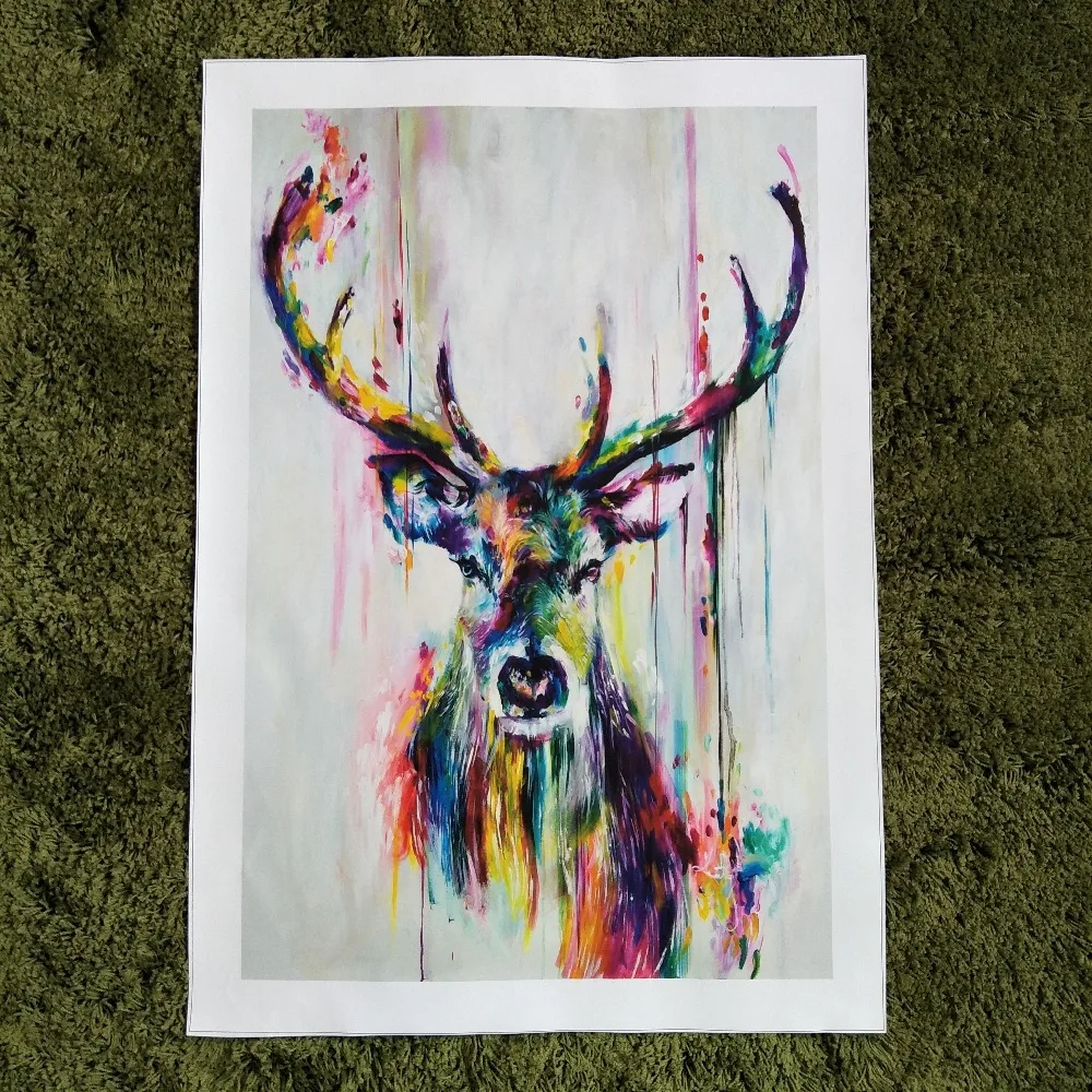 Xh181 Big Watercolor Deer Head Posters Print Abstract Animal Picture