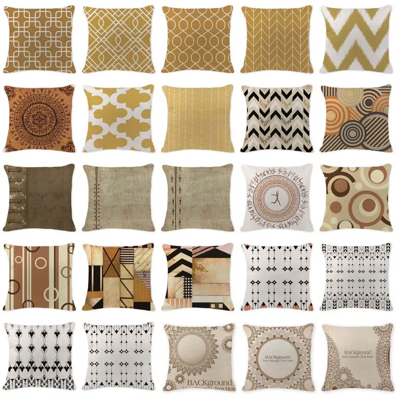 

Retro Ethnic Geometry High Quality Cushion Cover Throw Pillow Cotton Linen Car Sofa Bed Home Decor Textile Printed Pillow Case
