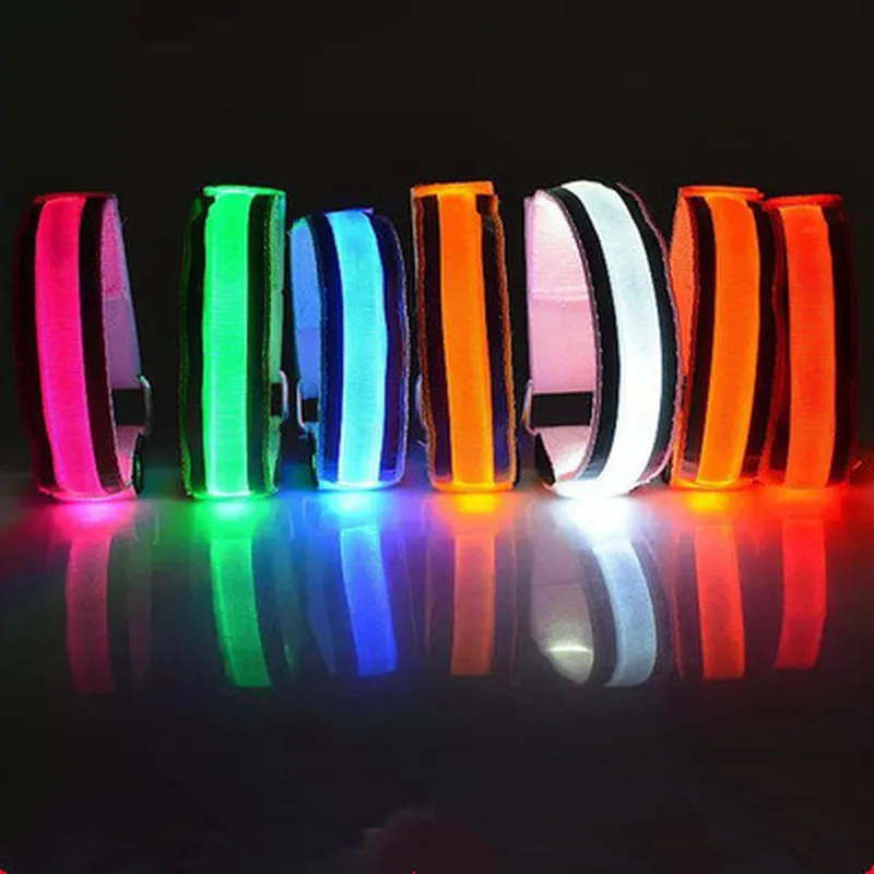 

1 Pack Glowing Bracelets Sport LED Wristbands Adjustable Running Light for Runners Joggers Cyclists Bike Warnning Light Battery