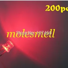200 шт. 5 мм с плоской верхней красный светодиод(3000MCD) 5 мм прозрачный LED 5 мм с плоским носком Красный светодиод 5 мм Большой/широкоугольный красный светодиод