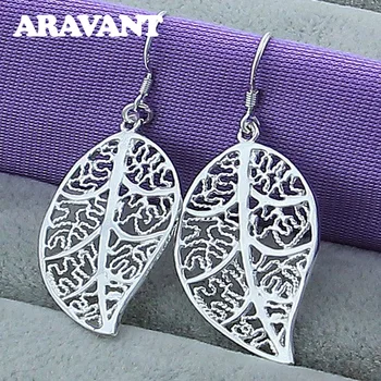 

925 Silver Hollow Leaf Drop Earrings For Women Fashion Silver Earring