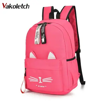 

Women Back Pack Nylon School Backpack Famale Bagpack 2020 new Cute Cartoon Cat Ears Backpack Girl Schoolbag for Teenage KL655