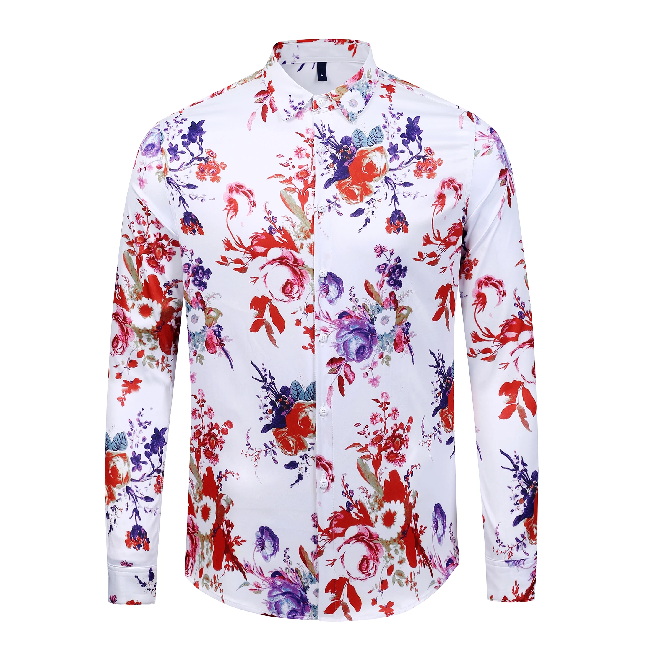2019 New Hawaiian Mens Shirts Color Men Shirt Fashion Leisure Slim Fit Deluxe Printed Youth Shirt 1