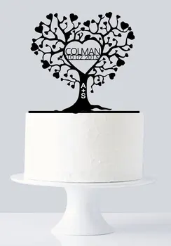 

Unique Wedding Cake Topper, Custom Cake Topper, Last Name & Date Cake Topper with Name Initials, Wedding, Anniversary, Birthday