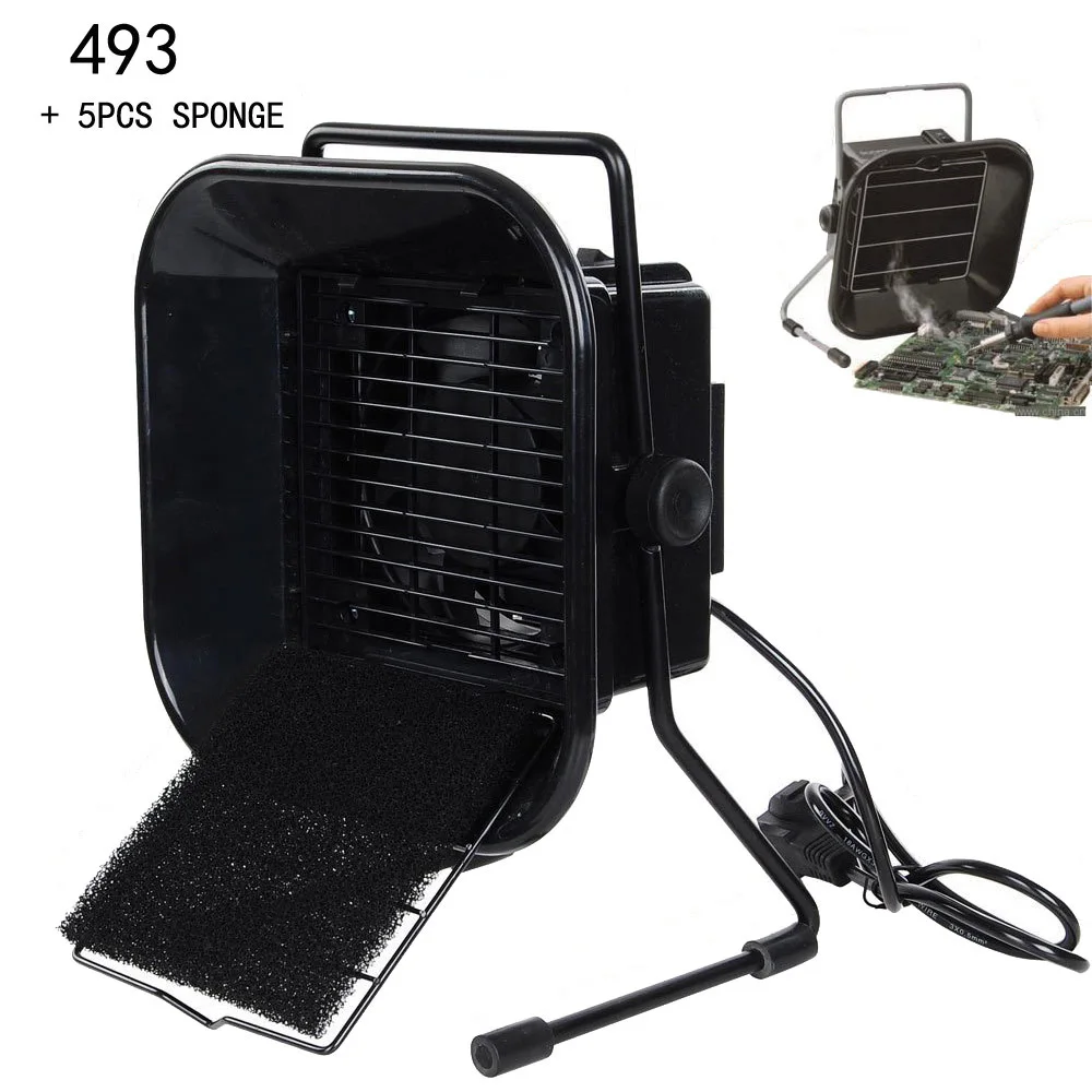 Newest 220V/110V EU/US Plug 493 Solder Smoke Absorber ESD Fume Extractor with 5 free Activated Carbon Filter Sponge Newest 220V/110V EU/US Plug 493 Solder Smoke Absorber ESD Fume Extractor with 5 free Activated Carbon Filter Sponge