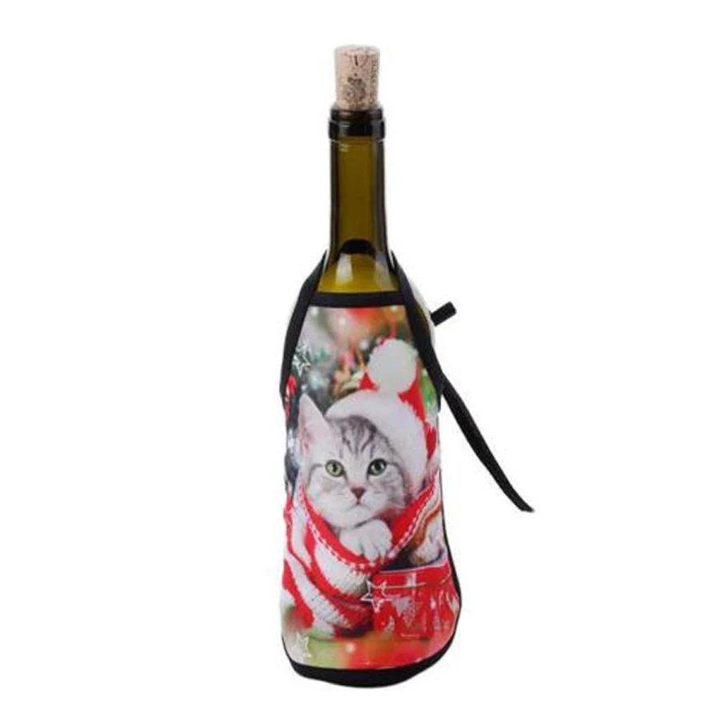 DIY Christmas Santa Wine Bottle Apron Wrap Cover Xmas Dinner Party Table Decor
