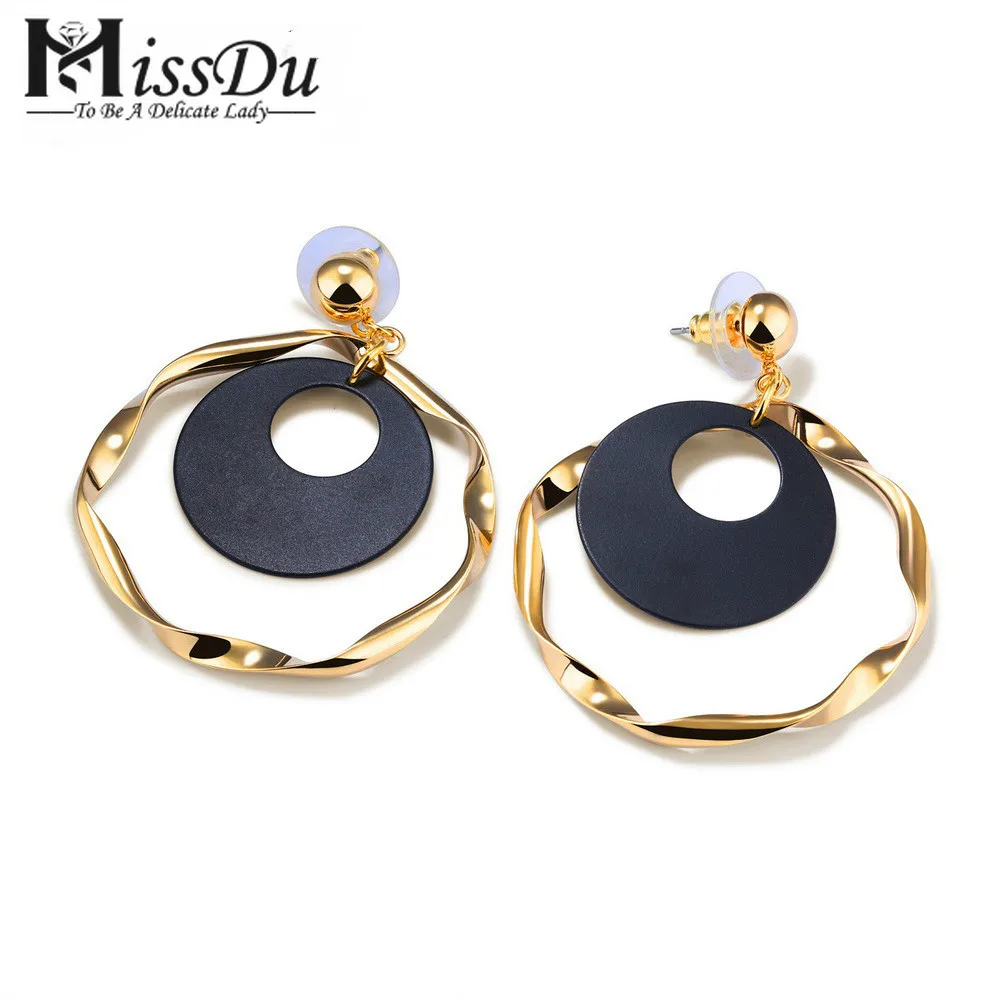 

Exaggerated Drop & Dangle Earrings For Women Twisted Circle Design Gold Color Statement Party Dating Jewelry Gift ,HD684