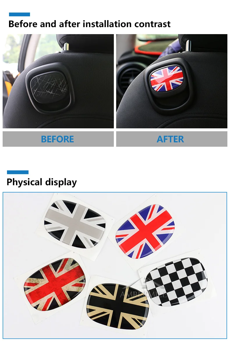 3D Car Seat Back Handle Covers Stickers Seatback Decoration for Mini Cooper JCW F55 F56 Accessories Car Styling (2)