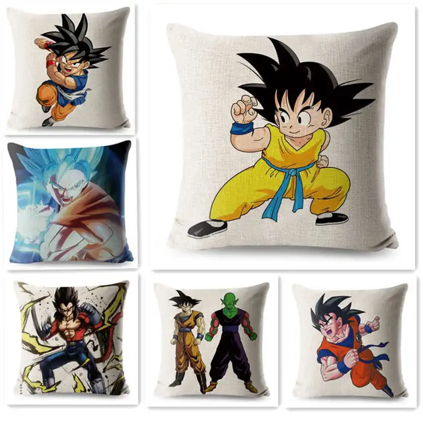 

Super Saiyan Dragon Ball Cushion Cover Linen Throw Pillow Case 45*45cm Cartoon Anime Printed Living Room Home Decor Pillowcase