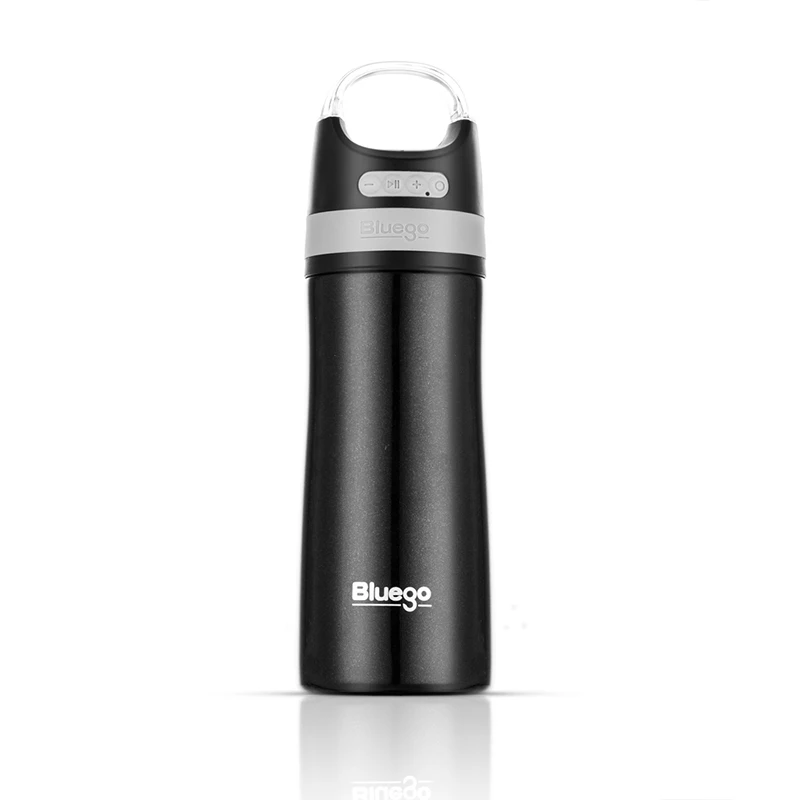 Bluetooth умная Спортивная музыкальная бутылка для воды из нержавеющей стали с двойными стенками с вакуумной изоляцией термос с беспроводным динамиком бутылка - Цвет: black