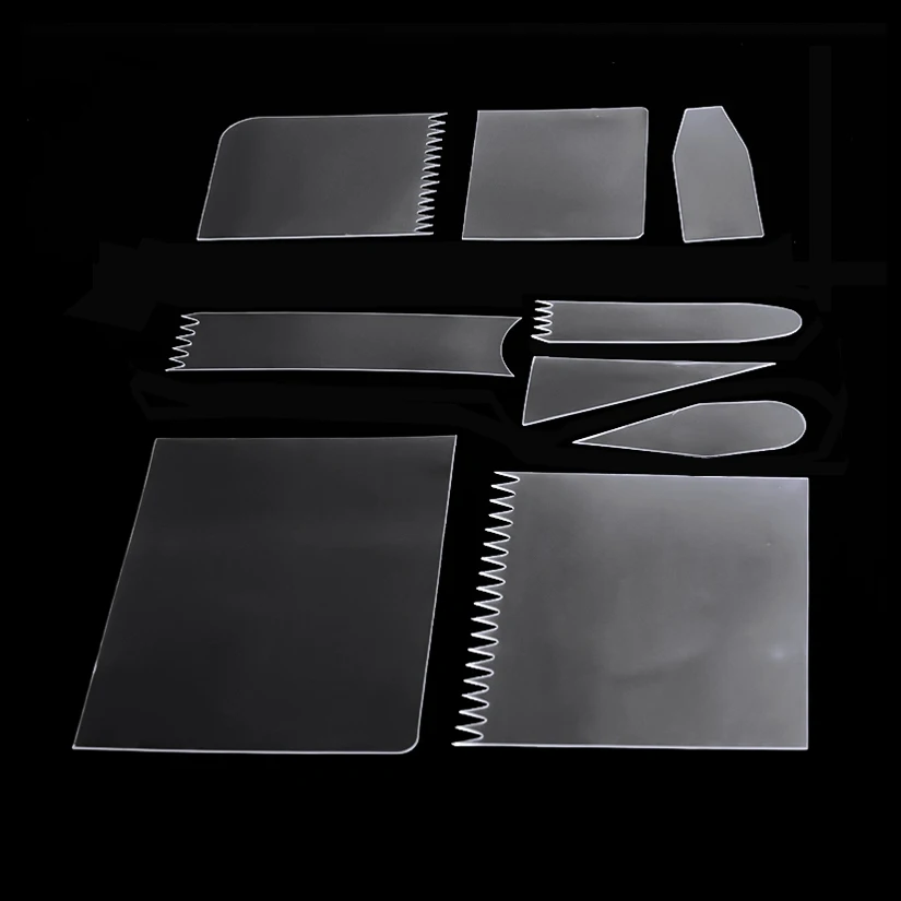 Description Picture 3 of item9 Pcs/set Cake Scraper Fondant Mousse Cream Spatula Edge Smoother Cupcake Cake Cutter Pastry Mold Baking Decorating Tools