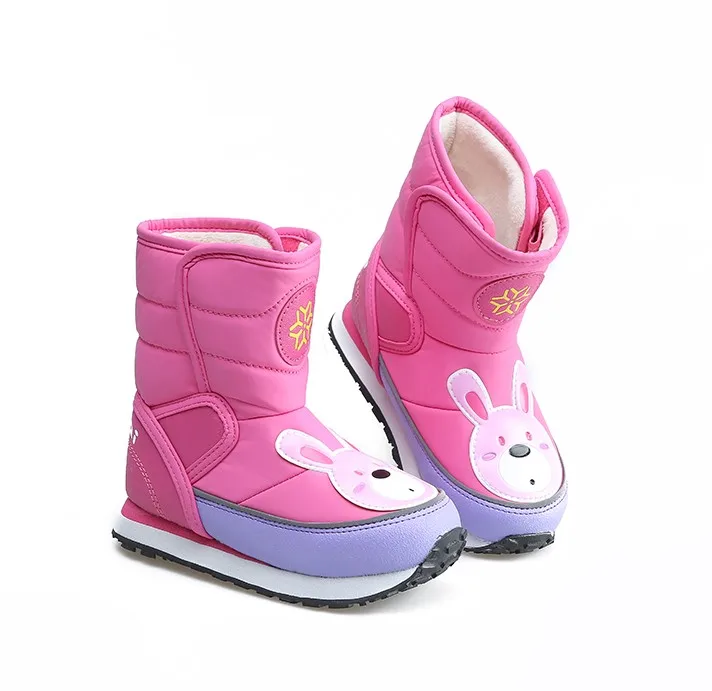 Kids winter boots late autumn boot little girl boy short style warm shoe fur insole cute animal pate design colorful free shippi - Цвет: C512 high-rabbit