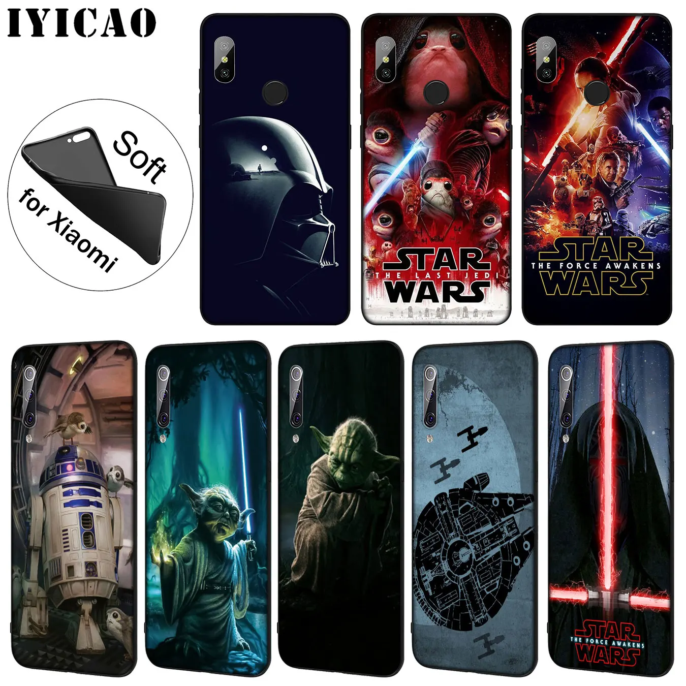 

IYICAO Yoda Darth Vader Star Wars Soft Silicone Phone Case for Xiaomi Mi 9 8 A2 Lite A1 6 6X pocophone f1 MAX 3 mi9 mi8 mia2