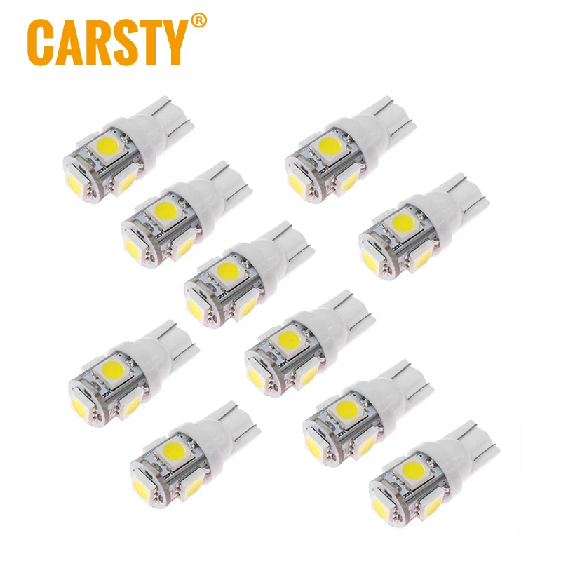 Carsty 10 шт. 194 светодиодный автомобильный наружный T10 чипы для W5W 168 2825 купольный