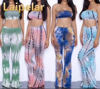 

Women Tracksuits Flare Wide Leg Pants + Sexy Bra Crop Tops Women 2 Piece Set Summer Tracksuit Clothing Set Laipelar Clothes