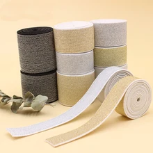 Elásticos de seda dourada e prata, calças elásticas de borracha com glitter, douradas e prateadas, de roupa faça você mesmo, 10/15/25/40mm cinto roupa acessórios de costura 1m