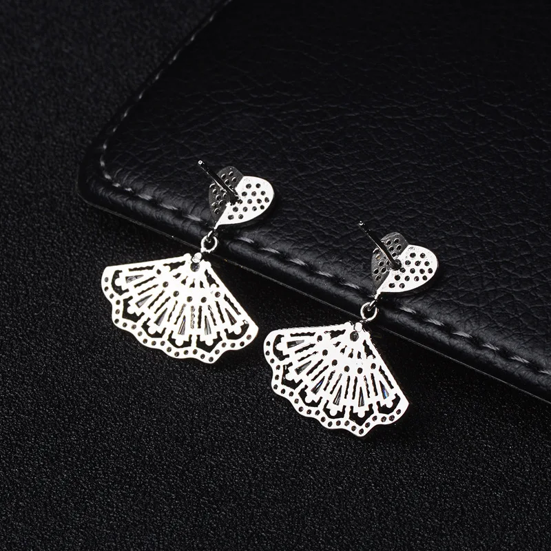 

S925 silver earrings, Fan-shaped zircon earrings, Jewelry & Accessories Fashion Jewelry,Earrings,Stud Earrings.
