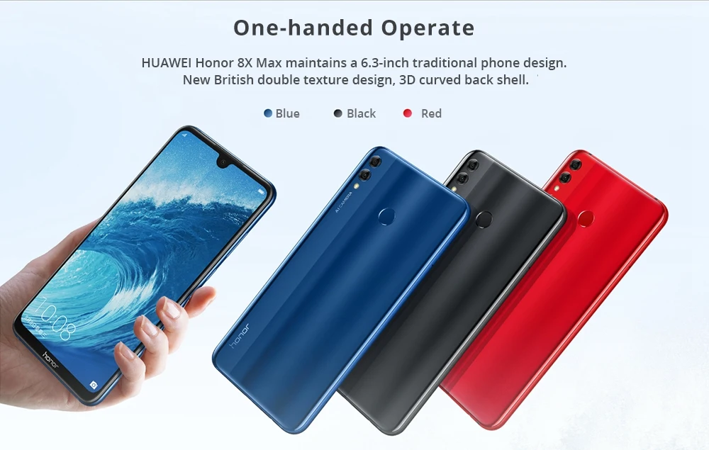 Смартфон Honor 8X Max 6G 64G с глобальной ПЗУ 5000mAh 7,1" FHD дисплеем Snapdragon 636/660 Android 8,1 OTG