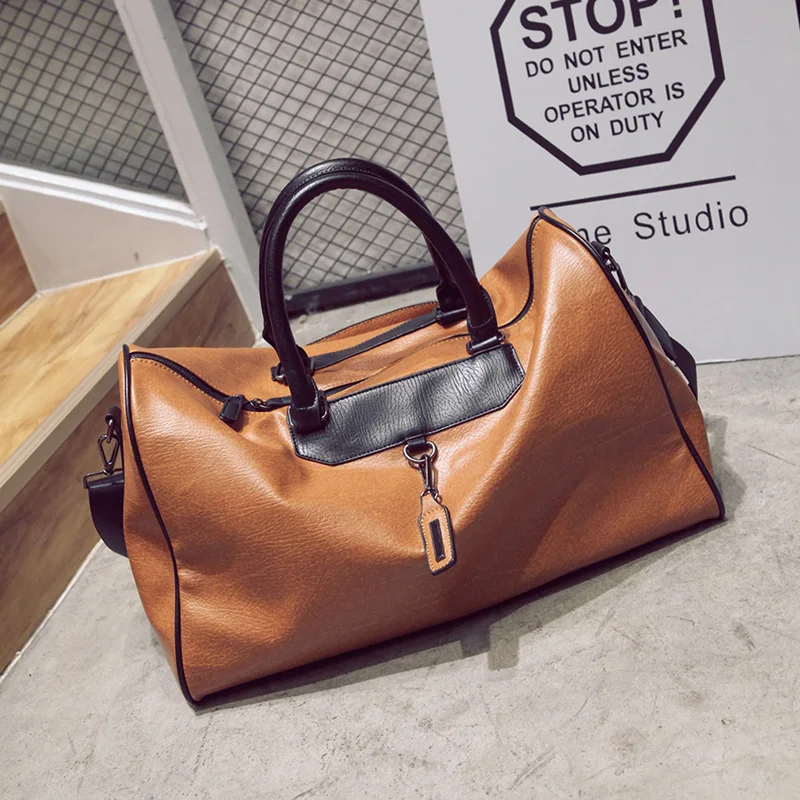 

Women Travel Bags Weekend Fashion PU Leather Large Capacity Mens Travel Duffle Bag Vintage Handbag Luggage Ladies Shoulder Bag