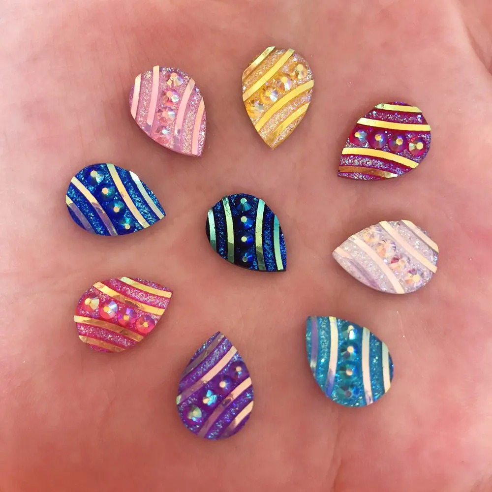 

New 120pcs 10*14mm AB Resin Drop Flatback Rhinestone Child Scrapbook Craft/wedding Button R55*3