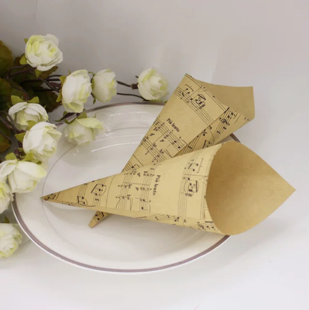 paper cones wedding. 50 pcs brown musical notes wedding favors kraft paper cones candy boxes ice cream diy s