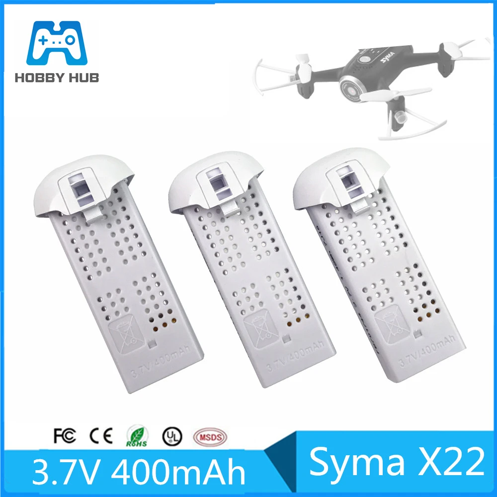 

3pcs/lot Original Syma X22 / X22w drone battery RC Quadcopter Spare Parts Accessories 3.7V 400mAh Battery