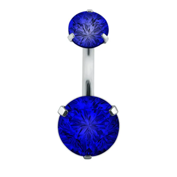 Двойной модный хрустальный цветок пупка кольца AAA циркон хирургическая сталь ювелирные изделия для тела сексуальный пупок пирсинг Ombligo#242267 - Окраска металла: Blue Zircon