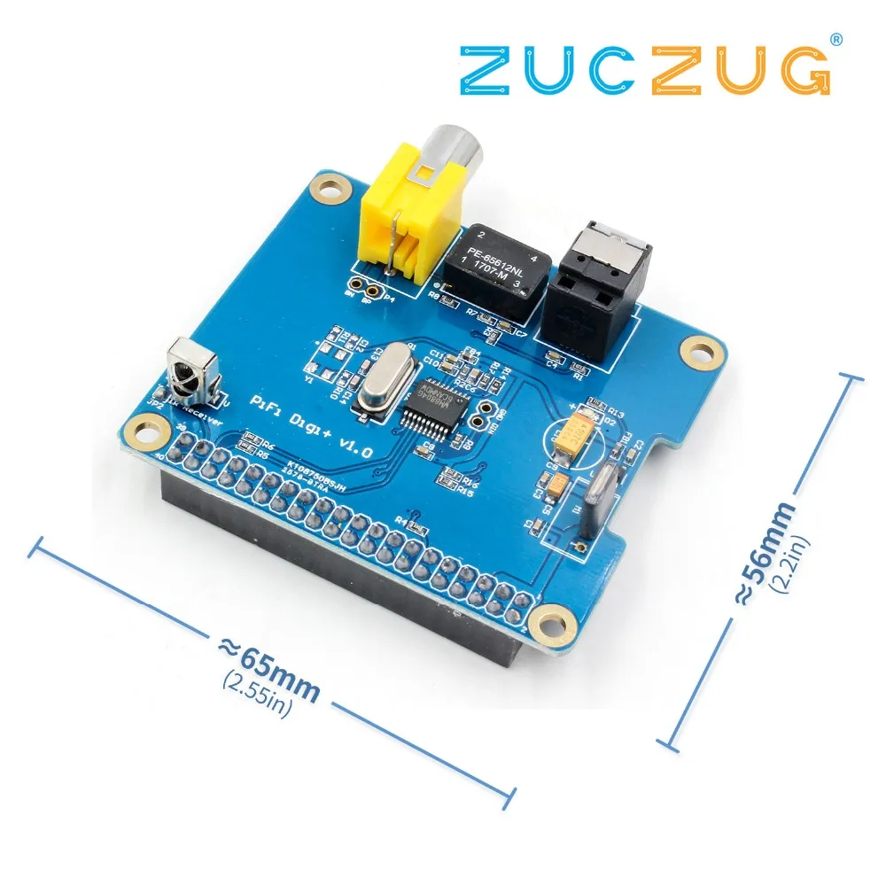 

HIFI DiGi Digital Sound Card I2S Digital Audio Expansion Board Optical Fiber Module For Raspberry Pi 3/2 Model B