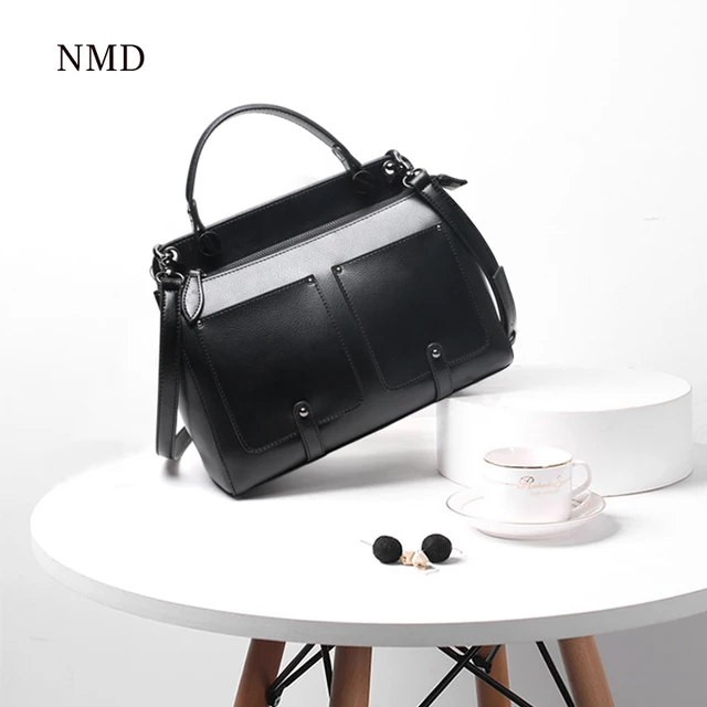 Cheap NMD genuine leather hand bags designers brand  Fashion Casual Shopping Shoulder Bags For Women Solid Zipper Soft Feamle Handbag
