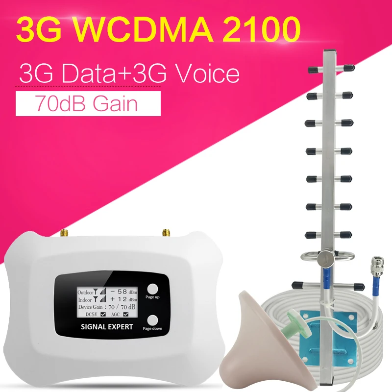 

Repeatnet 3G WCDMA 2100 Cell Phone Signal Amplifier Band 1 3G WCDMA Signal Repeater 70dB Gain LCD Display AGC ALC 3G Booster