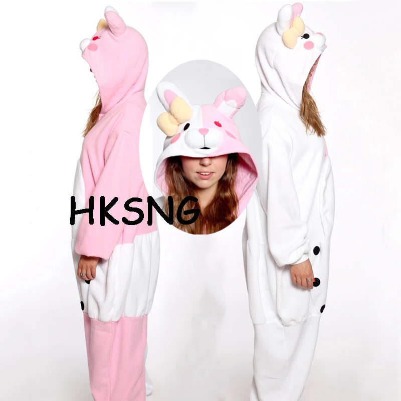 

HKSNG New Adult Winter Monokuma Danganronpa Monomi Pajamas Kumamon Bear Black Bear Rabbit Animal Kigurumi Onesies Homewear