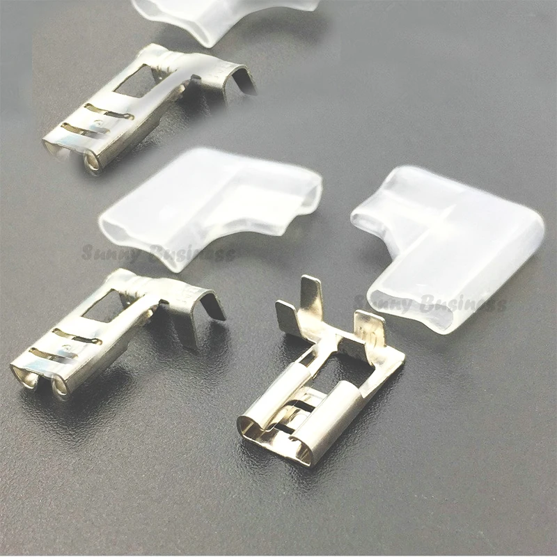 

100pcs 4.8mm 6.3mm copper-Tin plated Flag L Shape insulated terminal insert the plug sheathed wire terminal connector,0.2-1.5mm2