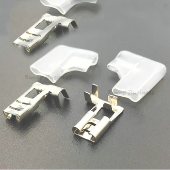 

100pcs 4.8mm 6.3mm copper-Tin plated Flag L Shape insulated terminal insert the plug sheathed wire terminal connector,0.2-1.5mm2