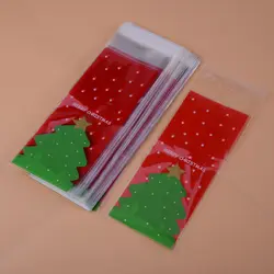 100 шт. Рождество печенье сумки самоклеющиеся рождественвечерние ская елка партии конфеты подарок упаковочный пакет для выпечки